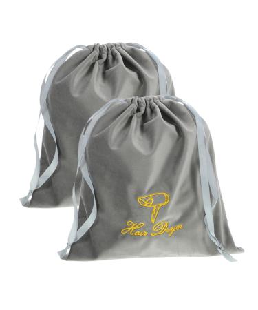 Beatifufu Hair Dryer Bag 2pcs Hair Dryer Storage Bag Travel Hair Dryer Drawstring Storage Bag Carry Bag Classic Blow Dryer Bag 30.00X25.00X0.50CM Grey