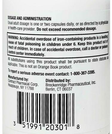 Ferrex 150 Polysaccharide Iron Complex Capsules by Breckenridge - 100 Ea | High-Quality Iron Supplement - Buy Online on GoSupps.com