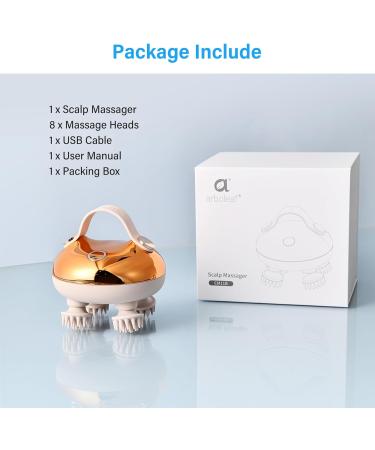 Arboleaf Waterproof Head Massage Device 8 Massage Heads 3 Modes for Relaxation & Deep Cleaning | Golden Scalp Massager - Buy Online on GoSupps.com