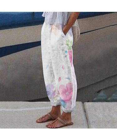 Lovely Nursling Linen Pants for Women - Straight Leg Long Lounge Pant with Pocket | Comfy Casual Loose Trousers - Pink Medium - Buy Online on GoSupps.com