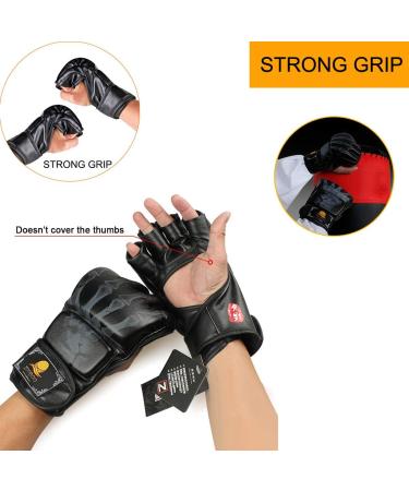 ZooBoo Half-Finger MMA Boxing Gloves with Adjustable Wrist Band - G-Black - Buy Online on GoSupps.com
