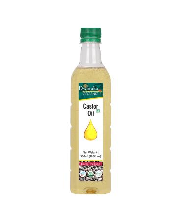 Dwaraka Organic - Cold Pressed Castor Oil, 16.9 Fl Oz, 500 ML, Healthy, Organic, Non GMO, All Natural Organic Castor Oil