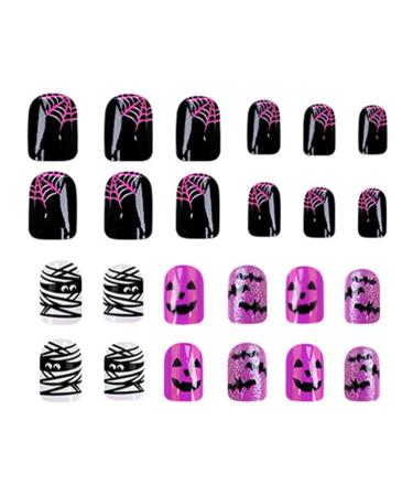 Shakven Halloween Nail Stickers - Nail Stickers Fake Nails Nail Art Stickers Self-Adhesive Decals Bat Spider Ghost Nail Halloween Decorations