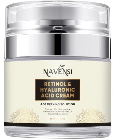 Navensi Retinol Cream For Face 50ml | Retinol Anti Aging Face Cream With Vitamin C & Hyaluronic Acid moisturizer Smooths Wrinkles Fine Lines & Dark Spots | Deep Hydrating & Firming Skin Care