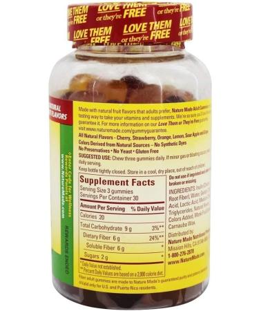 Nature Made Adult Gummies Fiber Assorted Fruit - 90 Gummies | Daily Fiber Supplement - Buy Online on GoSupps.com