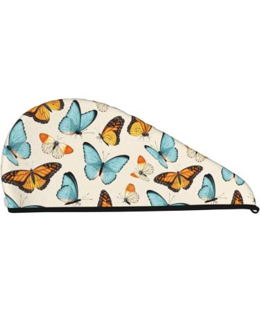 Butterflies Microfiber Hair Towel | Super Absorbent Coral Velvet Wrap for Long Curly & Thick Hair - Quick Dry for Women - Buy Online on GoSupps.com