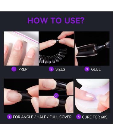 Gelike EC Medium Square Nail Tips - 240 PCS Full Cover Gel X Nail Tips Pre-Etched for Nail Extensions | Medium Square Shape with PMMA Resin Clear False Nails | Press On Nails in 10 Sizes - Buy Online on GoSupps.com