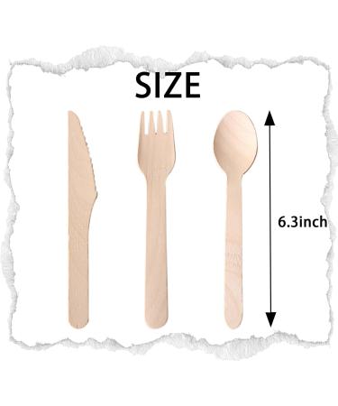 DRYIC 100 Pcs Disposable Wooden Cutlery Set Alternative to Plastic Cutlery Eco Friendly Biodegradable Compostable Cutlery Set for Parties Camping and Picnics - Buy Online on GoSupps.com