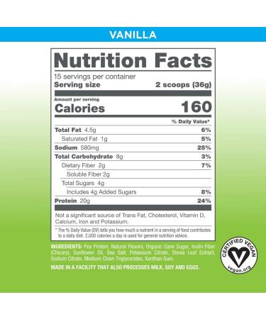 VeganSmart Pea Protein Shake Vanilla - 19 oz | Dairy-Free, Plant-Based Protein - Buy Online on GoSupps.com