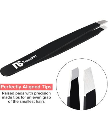 Slant Tweezers 4-Pack - Professional Stainless Steel Eyebrow & Facial Hair Pluckers - Precision Personal Care in Black & Natural - Buy Online on GoSupps.com