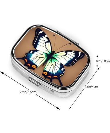 Cute Butterfly 2 Compartment Pill Case | Small Travel Pill Organizer Box for Pocket & Purse - Buy Online on GoSupps.com