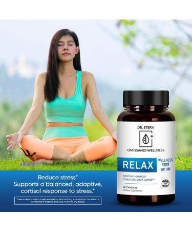 OMISSANDI-Wellness Relax Adrenal Support Supplement - Dr. Ian Stern Formulated - Manages Stress Promotes Deep Sleep Improves Mood-W/Holy Basil Zinc L-Theanine & More Vegan Made in USA - 60 Caps - Buy Online on GoSupps.com