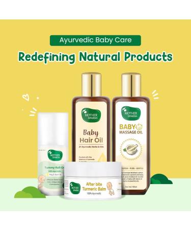 Mother Sparsh Ayurvedic Baby Massage Oil | 100ml with 18 Herbal Extracts & Oils - Lajjalu, Tagar, Almond & Avocado Oil - Buy Online on GoSupps.com