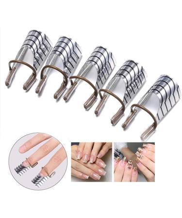 5PCS/SET Reusable Nail Art Extension Forms Guide Acrylic Nail Uv Gel Nail Extention Tips Nails Aluminum Form Guide(Silver) - Buy Online on GoSupps.com