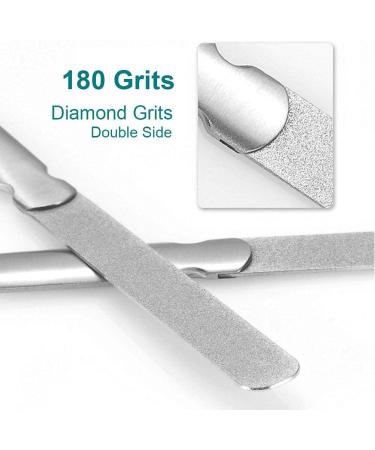 VOGARB Professional Nail Files For Natural Hard/Thick Nails with Case 4.6'' Double Sided 180 Diamond Grits Metal Stainless Steel No Slip Handle Easily Grinding Finger Toe Salon Home Travel (1 Pack(A)) - Buy Online on GoSupps.com