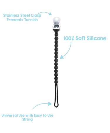 RaZbaby Silicone Pacifier Holder 2 Pack - Durable Textured Lanyard - BPA-Free - Universal Fit - Black/White - Buy Online on GoSupps.com