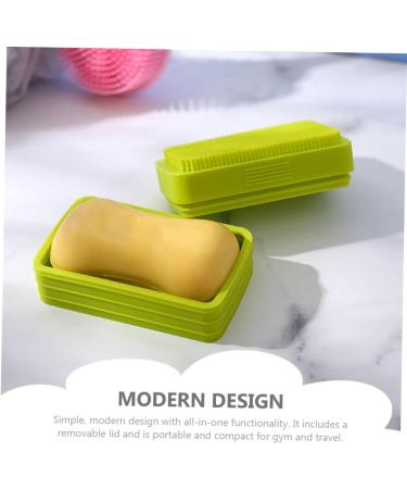 Green Healeved Box Soap Dish with Scalp Massagers, Loofah, and Silicone Shower Accessories - Buy Online on GoSupps.com