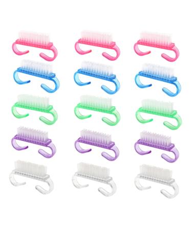 Nail brush 15 pieces of cleaning brushes with handles plastic cleaning brush nail brush for cleaning beauty hand and nail cleaning (5 colors)