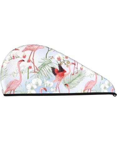 Tropical Plants Flamingo Microfiber Hair Towel | Super Absorbent Coral Velvet Wrap for Long Curly & Thick Hair - Quick Dry Hair Cap for Women - Buy Online on GoSupps.com