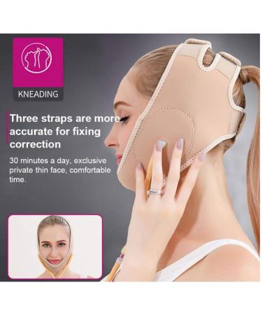 Bravolune Face Lifting Chin Strap - Lose Weight & Firm Skin - Beige Doppelkinringe Belt - Buy Online on GoSupps.com