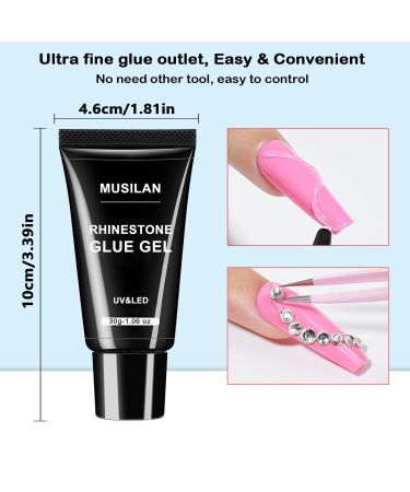 MUSILAN 3D Nail Glue Nail Art Rhinestone Adhesive Gel 30g Rhinestone Glue Curing Requires Extra Strong Adhesive Gel for Nail Tips and Nail Rhinestone Decoration Embossed 3d Nail Styling Decoration - Buy Online on GoSupps.com