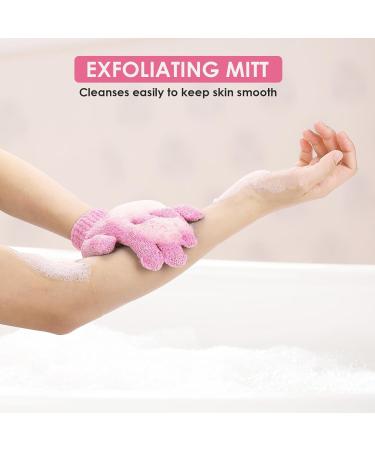 Sibba Exfoliating Peeling Gloves | Reusable Massage Scrubbing Gloves for Body & Shower | Pink Rose - Buy Online on GoSupps.com