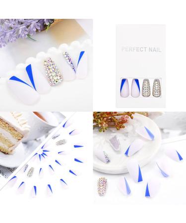 Sethexy Long Coffin False Nails - Crystal Sparkle Ballerina Acrylic Nails with Glue | 24 Premium Art Tips for Women & Girls - Buy Online on GoSupps.com