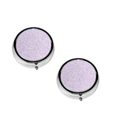 Purple Leaf Printed Pattern Printed Mini Round Pill Box Pill Box 3 Compartment Medicine Pill Case Pill Organizer Travel Pillbox Portable Pill Box for Pocket Home Office Use