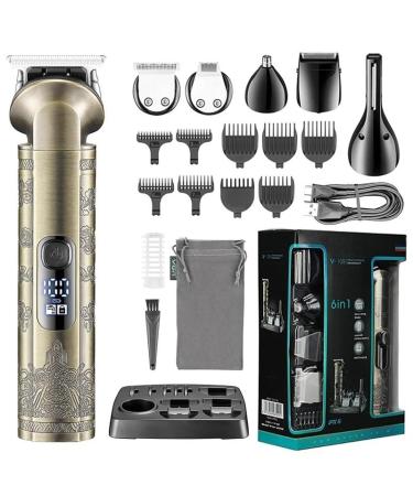 6 in 1 Waterproof Hair Clippers & Beard Trimmer | Adjustable Electric Shaver for Men - Face Nose Ear & Eyebrow Grooming - Buy Online on GoSupps.com