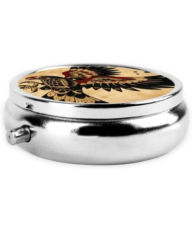 Totem Eagle Portable Metal Pill Box - Round Mini 3-Compartment Design for Travel | Ideal for Small Pills & Easy Storage - Buy Online on GoSupps.com