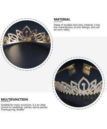FRCOLOR 1pc Decorative Rhinestone Dress Accessory Princess Headband Shiny Crystal Crowns Party Women Bride Exquisite Comb Girls Trend Bridal Prom Party Baroque Shining Gold Plastic Tiara Small 15x3cm Golden - Buy Online on GoSupps.com