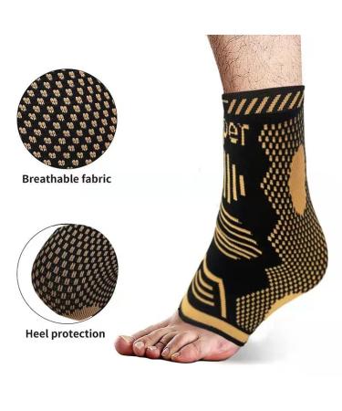 Copper Ankle Brace Support for Men & Women - XL Gold 2 | Compression Sleeve Socks for Ankle Stabilization and Injury Prevention - Ideal for Sprains, Swelling, Achilles Tendonitis - Sport Ready (Pair) - Buy Online on GoSupps.com