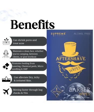 Supreme Trimmer 3-in-1 Aftershave Wipes | Alcohol-Free Body & Face Wipes | Travel-Friendly | No Burn No Irritation | Fresh Ocean Scent | 50 Individually Wrapped - Buy Online on GoSupps.com