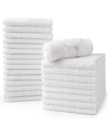 HOMEXCEL Microfiber Washcloths Towel Pack of 24,12"x12" Highly Absorbent and Soft Face Towels Wash Cloths for Bathroom,Gym,Hotel and Spa,Fast Drying Multi-Purpose Cleaning Cloth,White