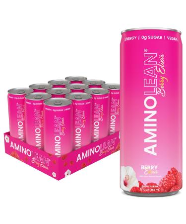 RSP NUTRITION AminoLean Energy Drink - Sugar Free Amino Energy with No Jitters Tingles or Crash Vegan Amino Acids Berry Elixir 12 Pack Berry Elixir 12 oz