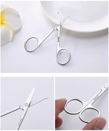 1PCS Silver Polished Stainless Steel Rounded Tip Personal Care Scissor Nose Ear Hair Trimmers Beard Hair Remover Removing Tools Makeup Accessories for Men and Women - Buy Online on GoSupps.com