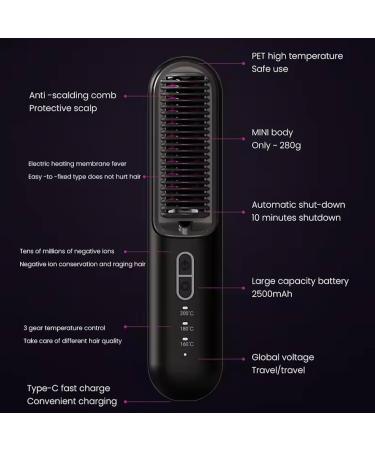 Upgraded Ionic Hair Straightener Brush - 16 Temp Settings Dual Voltage for Thick Curly Hair | Best Heat Brush Straightener for Women - Buy Online on GoSupps.com
