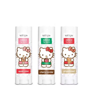 Softlips Hello Kitty Limited Edition Holiday Lip Balm Set - Gingerbread, Apple Cider, Cherry Cordial (3pc Pack) - Buy Online on GoSupps.com
