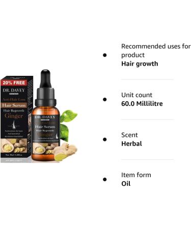 Hair Growth Serum - Vitamins for Hair Loss & Regrowth - Ginger Oil for Thinning/Balding - Repairs Follicles - Stronger Hair - Men & Women Hair Treatment - Buy Online on GoSupps.com