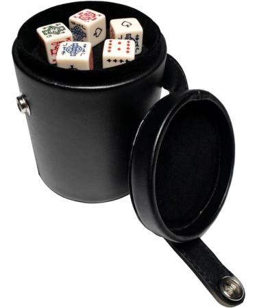 Black Leatherette Deluxe Dice Cup with Poker Dice Set - Storage Compartment Included - Buy Online on GoSupps.com