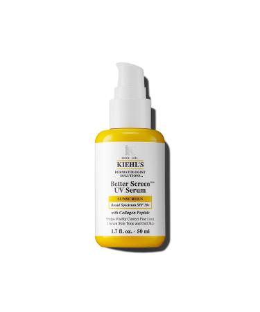Kiehl's Better Screen UV Serum SPF 50+ Invisible Facial Sunscreen with Collagen Peptide UV Filters to Shield UVA & UVB Helps Correct Visible Signs of Aging Boosts Skin Radiance 1.7 Fl Oz (Pack of 1)
