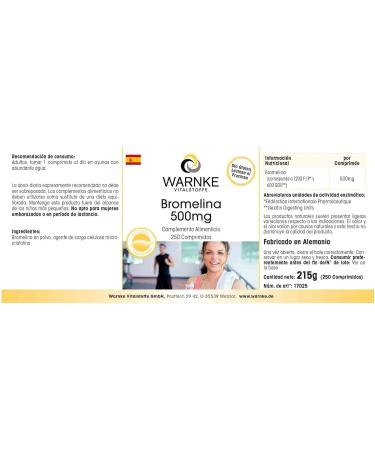 Bromelain 500mg - Natural Vegan Pineapple Enzyme - High Dose 250 Tablets | Warnke Vital Substances - German Pharmacy Quality - Buy Online on GoSupps.com