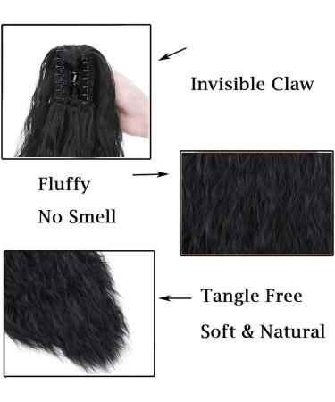 24" Corn Wave Ponytail Extension Claw Clip on Ponytails Wavy Curly Hair Extensions Jaw Pony Tail Hairpiece Jet Black 24inch (Pack of 1) Yaki-Jet Black - Buy Online on GoSupps.com