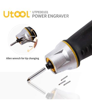 UTOOL Engraver Pen with Letter/Number Stencil  24W Handheld Etching Tool for Wood Metal Glass Engraving with 4 Replaceable Tungsten Carbide Steel Bits - Buy Online on GoSupps.com