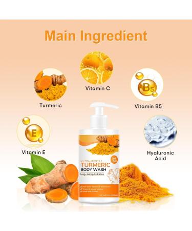 Turmeric Exfoliating Body Wash + Vitamin C Body Lotion for All Skin Types Gentle Cleanser Moisturizing and Cleansing Turmeric Facial Exfoliating Lotion Nourish Skin - Buy Online on GoSupps.com