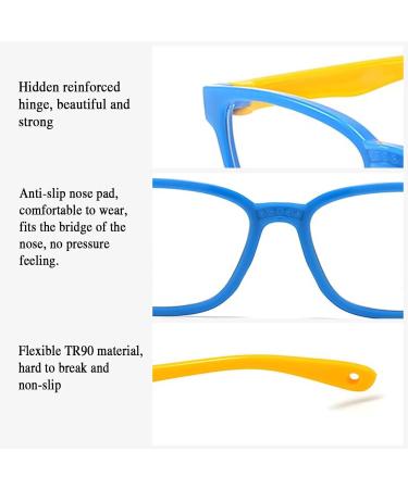 kurkip Blue Light Blocking Silica Glasses for Kids Children's Computer Glasses for Age 4-13 Unbreakable Frame Anti-Blue Ray Glasses With Case Anti UV400 & Eyestrain Blue+yellow - Buy Online on GoSupps.com