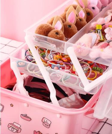 LANPEW Kids Hair Accessories Storage Box Girls Head Box Baby Hairpin Elastic Band Headpiece Hair Clip and Cute Jewelry Box (rose) - Buy Online on GoSupps.com