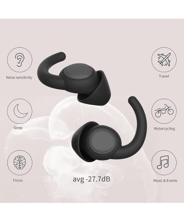 WUTAN 27.7dB Noise Cancelling Ear Plugs for Sleeping - Silicone Sound Blocking Earplugs for Sleep, Flights, Noise Reduction - Black - Buy Online on GoSupps.com
