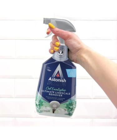 Astonish Ultimate Limescale Remover Cool Eucalyptus 750ml Spray Bottle - No Scrub Cleaner for Hard Water, Rust & Calcium - Cruelty Free Bathroom & Kitchen Solution - Buy Online on GoSupps.com