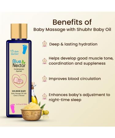 Blue Nectar Ayurvedic Baby Oil with Organic Ghee - 100% Natural Baby Massage Oil (200ml) - Buy Online on GoSupps.com